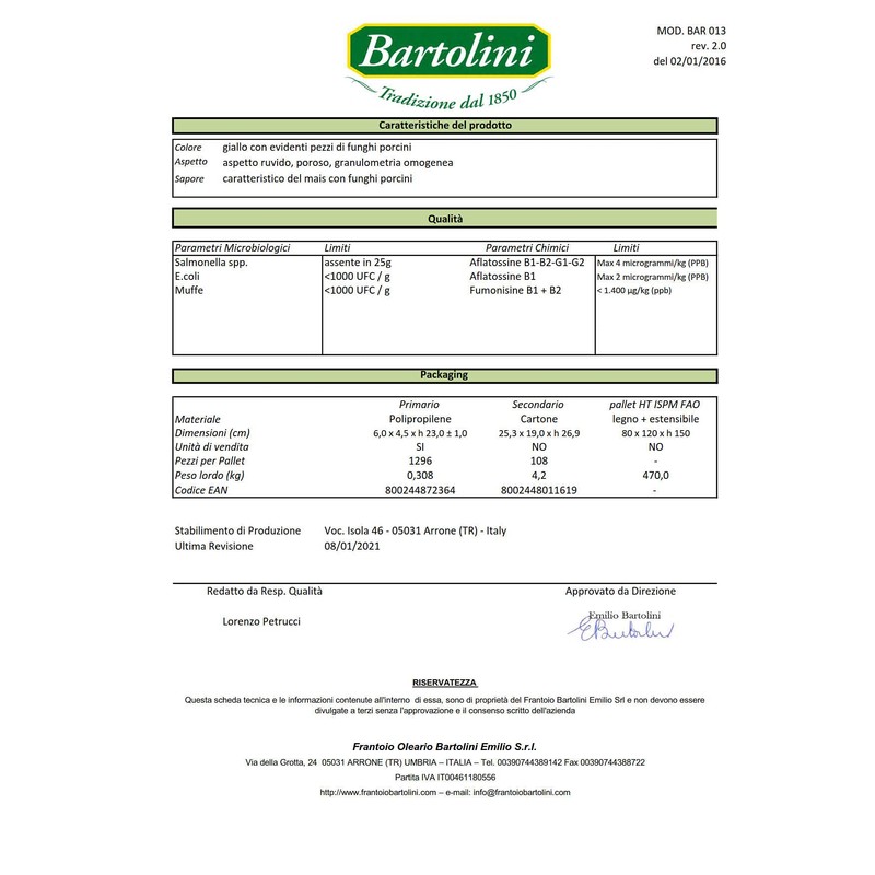Polenta with Porcini 300 gr. - Frantoio Bartolini