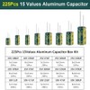 KSOPUERT 15 Value 225 Pieces 1uF-470uF Aluminium Capacitor Box Kit