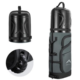 UNIHIMAL Golf Travel Bag with PC Hard Case Top, 1680D Heavy Duty Oxford Fabric Golf Clubs Travel Bags for Airlines with Wheels, Wear-Resistant, Foldable（Neutral Gray）