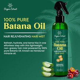 Organic Extract Batana Oil Leave-In Hair Mist - 8 fl oz / 236ml – Lightweight Detangling & Hydrating Spray with Rosemary & Batana Oil – Softens, Smooths & Refreshes Hair for All Hair Types