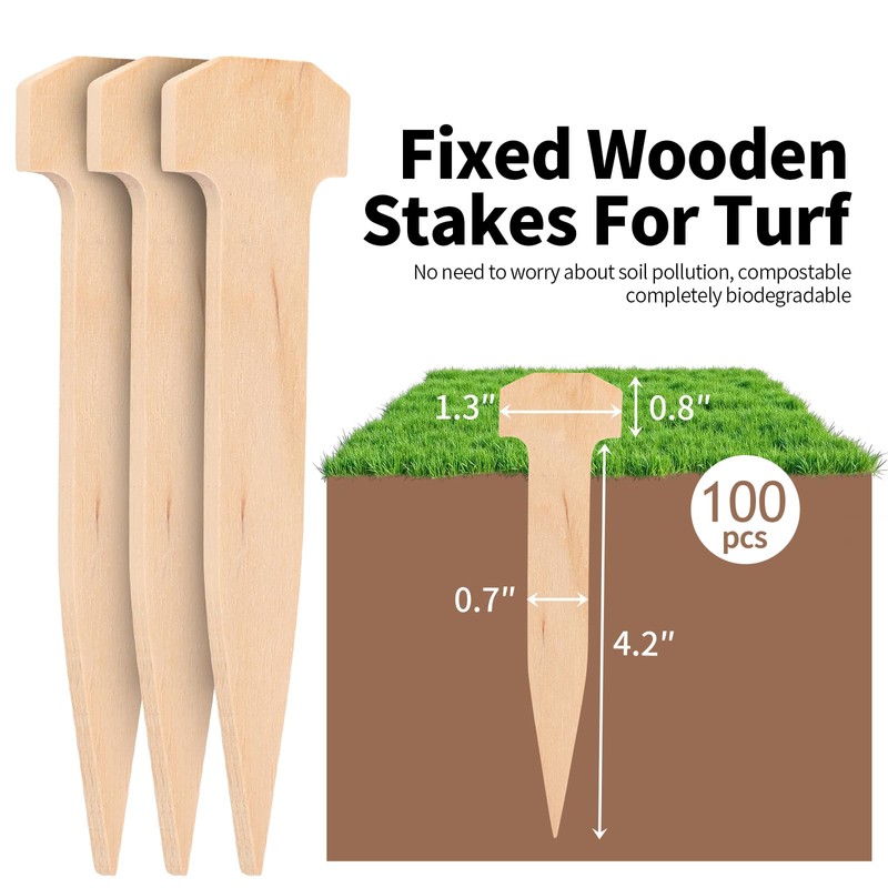 5 Inch Wooden Garden Stakes, Holding Stakes, Sod Staples for
