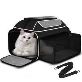 Petskd Top and Side Expandable Pet Carrier 19x13x9 Inches Southwest Allegiant Airlines Approved, Soft-Sided Carrier for Small Dog Under 12 lbs and Large Cat Under 15 lbs(Black)