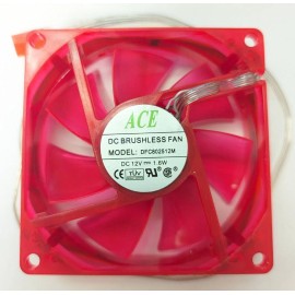 Unbranded Ace 80mm x 25mm Computer Case UV Red 3-Pin Cooling Fan with 4 LEDs