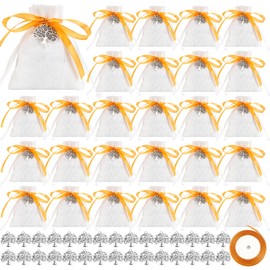 Pack of 30 Jute Bags with Drawstring, 8 x 10 cm, Mini Cotton Bags for Filling with 30 Tree of Life Pendants, Cotton Bags for Christmas, Wedding, Birthday, Communion