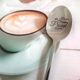Daughter Son Inspirational Encouragement Gifts for Grandson Sister I'm So Freaking Proud of You Spoon for Mom Husband Motivational Graduation Gift for Brother Coffee Tea Spoons