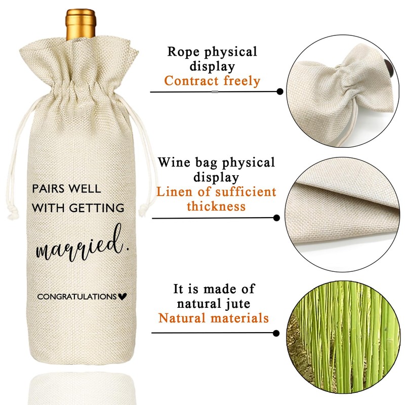 Wedding Wine Bag, Engagement Gift, Pairs well with getting married,