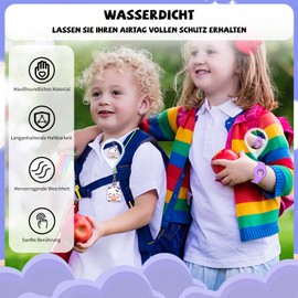 [2 Stück] Kompatibles AirTag Kinderarmband & Halskette， MOWYEOK wasserdichtes verstellbares Air Tag Armband für Kinder und versteckte Air Tag Halskette, Anti-verlorene GPS-Tracking-Hülle