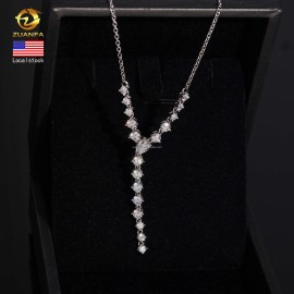 Ship in America Warehouse Elegant Female Women Gift Boutique Jewelry S925 Solid Silver VVS1 Moissanite Diamond Pendant NecklaceColor: Silver