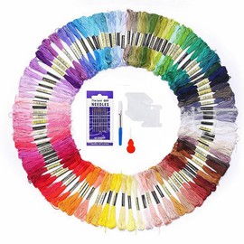 Multi Color Embroidery Floss,Cross Stitch Threads for Friendship Bracelets, Crafts Embroidery Thread with Free Embroidery Needles,Floss Bobbins (100)