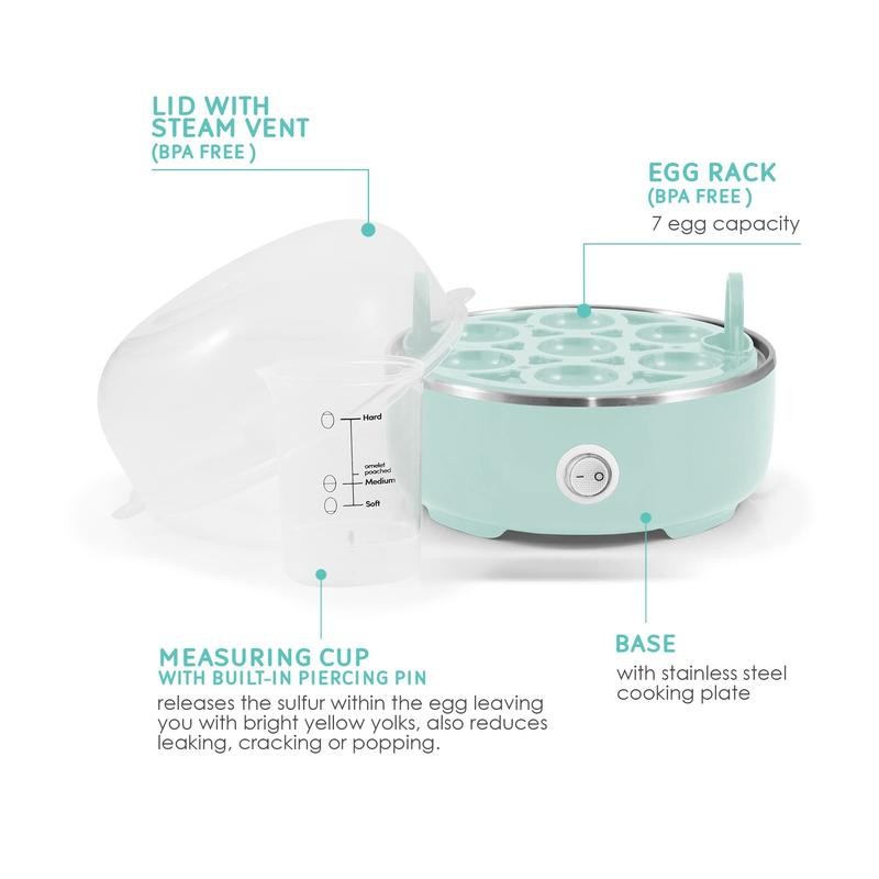 Easy Egg Cooker Electric 7-Egg Capacity, Soft, Medium, Hard-Boiled Egg