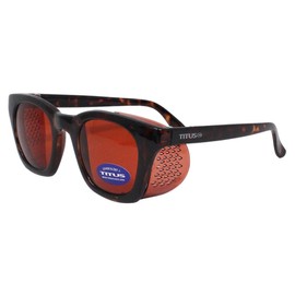 TITUS G12 Retro Style Safety Glasses Soft Folding Stainless Steel Mesh OR Color Matched Side Shield (Dark Tortoise Frame/Matching Vermillion Lens & Shields, Glasses Only)