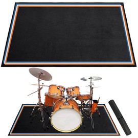 4 x 6 Ft Drum Rug, Colorful Drum Mat Non-Slip for Indoor Outdoor, Soundproof Drum Floor Mat for Electrical Drum, Drum Accessories Gift for Drummers and Kids (Green Brown)