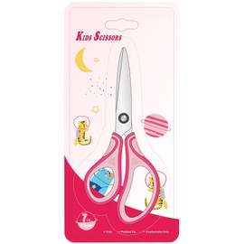 SLEMOON 7" Real Left handed Student Scissors, Premium Stainless Steel Blades Shears for Age 8~12,Ergonomic Semi-Soft ABS Rubber Grip, Suitable for School, Office and Family Daily Use,Pink