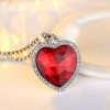 Dtup Conjunto De Joyería Corazón Rojo Rubí + Aretes Plata