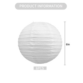 BEISHIDA 6-Inch White Paper Lanterns Decorative Chinese/Japanese Hanging Round Paper Lanterns Lamp for Birthday, Wedding, Christmas, Bridal, Home Decor, Party Decoration (6 Packs)