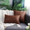 BRAWARM Dark Brown Leather Throw Pillow Covers 18 X 18
