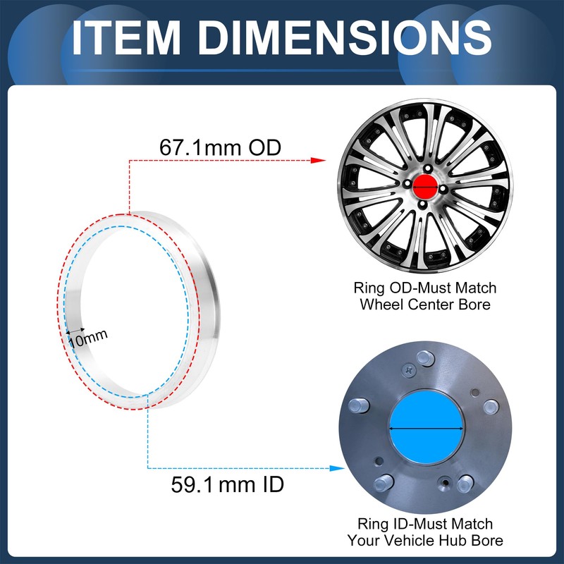 INFINAUTO Wheel Hub Centric Ring OD 67.1mm to ID 59.1mm