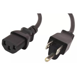 PTC Universal 18 AWG Standard Black Color Power Cord NEMA 5-15P To C13, 25 ft.