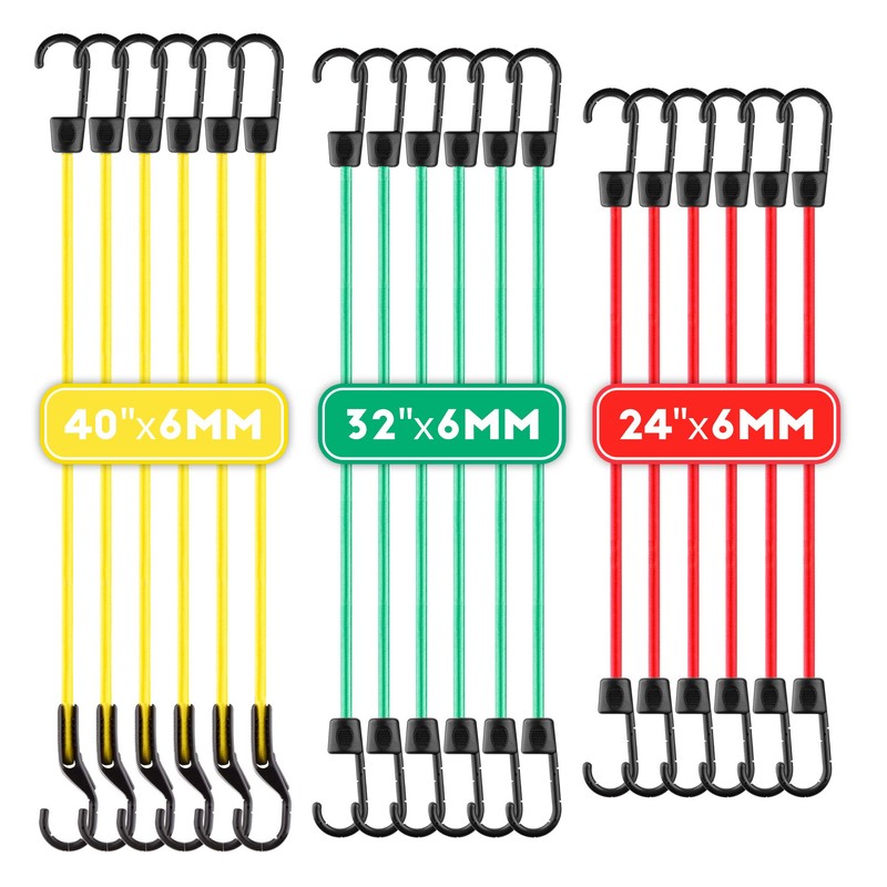 Cartman Adjustable Bungee Cords, 6 Pack 40 inch Adjustable Bungee