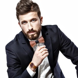 Mr.Van Natural Walnut Wood Bow Ties Handcrafted Wooden Adjustable Fashion Classic Bowties Gift for Mens Boys Tuxedo Wedding Party (Dark)