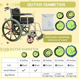 EHUELDER PVC Wheelchair Wheel Covers -Durable Floor Protectors-10-Second Installation,Noise-Free & Waterproof,Zero Scratches on Wood/Marble,All-Weather Design,1 Pair (Purple, PVC-20IN)