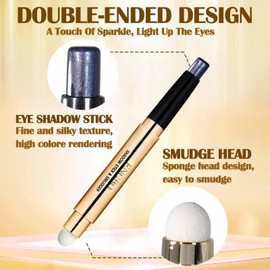 Prreal Eyeshadow Stick,Dual End Shimmer Eyeshadow Stick,Pearl Eyeshadow Pencil Crayon,Waterproof Long-lasting Glitter Eye Shadow Cream Stick with Soft Brush for Eye Makeup (#12)