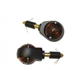 SHIN YO 202-265 handle-bar indicator Ochsenauge, dull black, smoke lens, E-mark, pair