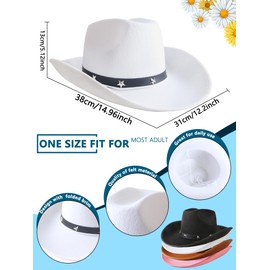 SGBETTER 4 Pcs Adult Felt Cowboy Hats Studded Cowgirl Hat Western Texan Cowboy Hat for Men Women Western Theme Party Dress Up (Color Set 1)