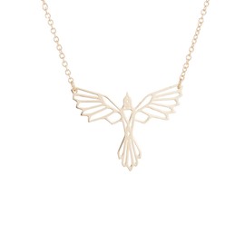 AOCHEE Gold Origami Phoenix Necklace Pendant Phoenix Bird Necklace for Women
