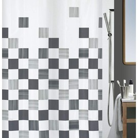 Spirella Anti-Mould Shower Curtain - Anti-Bacterial, Washable, Waterproof, Polyester, "Part" 180 x 200 cm, White, Grey, Black
