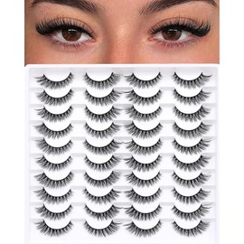 Agenlo 아젠로 인조 속눈썹 20쌍 위스피 밍크 14mm 3D 푹신한 고양이 눈 스타일 20-061) [20-057] Azenlo Artificial Eyelashes 20 Pairs Wispy Mink 14mm 3D Fluffy Cat Eye Style 20-061) [20-057]