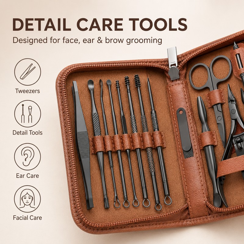 26-Piece Stainless Steel Manicure & Pedicure Kit for Personal Grooming