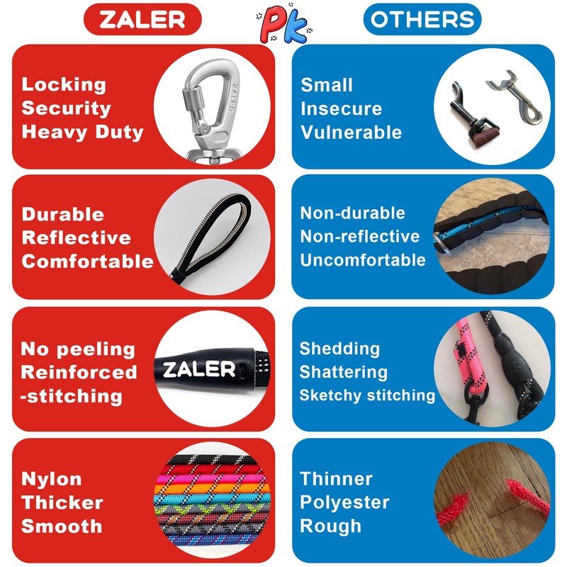 ZALER Short Dog Leash, 26 Inches Rope Traffic Leashes for
