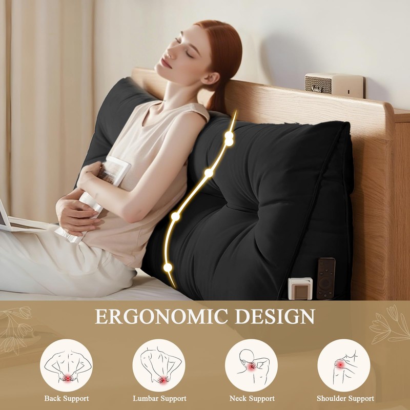 DANGHOOGY Headboard Pillow for Bed, Large Triangular Wedge Headboard Pillow