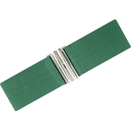 Ro Rox Florence Vintage Belt | Elasticated Belt For Women | Retro Wide Belt | Nurse 50's Style Belt | Belt With Stretch | Ladies Belts For Dresses With Silver Buckle, Green, L