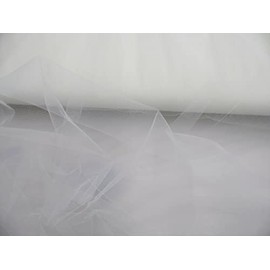 Paylessfabrics Nylon Tulle Sheer Fabric White 54 inch Wide DD300, 2 Yards (continuous)