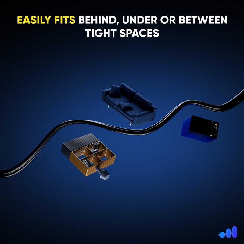 Maximm Cable 4ft 360° Rotating Flat Plug Extension Cord with