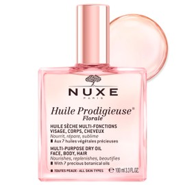 NUXE Huile Prodigieuse Floral Multi-Purpose Dry Oil for Face, Body & Hair with 7 Botanical Oils for Radiant Glow and Hydration, 3.3 Fl Oz