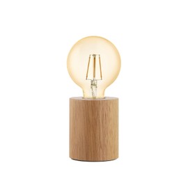 EGLO Tischlampe Turialdo, Tischleuchte Industrial, Vintage, Nachttischlampe aus Holz und Stahl, Wohnzimmerlampe in Natur, Schwarz, FSC zertifiziert, Lampe mit Schalter, E27 Fassung