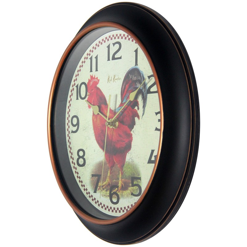 Infinity Instruments Red Rooster Silent Sweep 12 inch Wall Clock