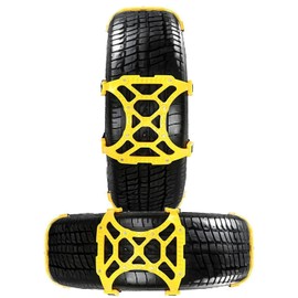 VaygWay Car Snow Tire Anti-Slip Chains - All Season Black Upgraded - Emergency Vehicle Tire Chains for Cars, SUVs, & Trucks (Yellow, 6 Pack)