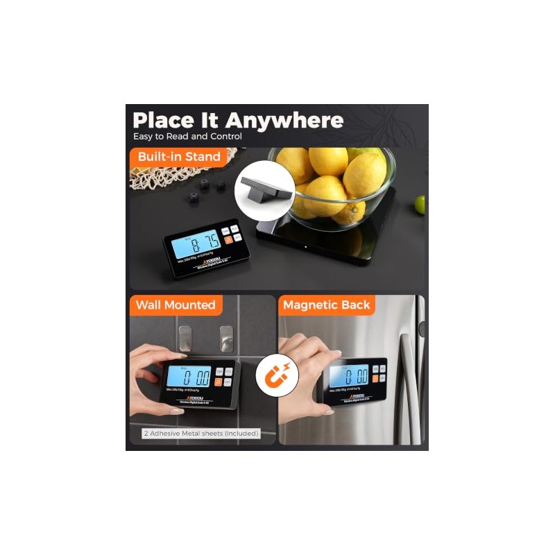 Atogou Wireless Kitchen Scale, 22lb/10kg Food Scale with Detachable Display