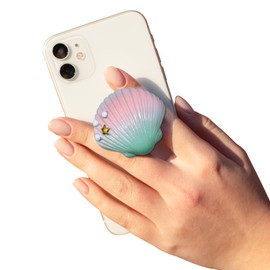 Kasitus Cute Pink Green Shell Shape Collapsible Expandable Cellphone Stand Multi Functional Mobile Phone Grip & Kicktand