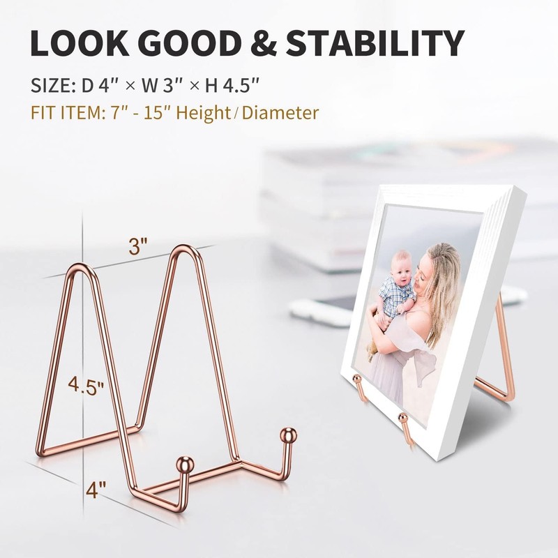 3 Pack Plate Stands for Display, 4.5 Inch Picture Stand