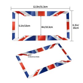 British UK United Kingdom Flag License Plate Frame - 1 Pack Aluminum Metal Union Jack License Plates England License Plate Holder Novelty Auto Car Tag Universal US Canadian for Car with 4 Holes