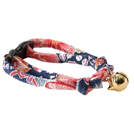 Necoichi Chirimen Hanabi Fireworks Cat Collar (Navy)
