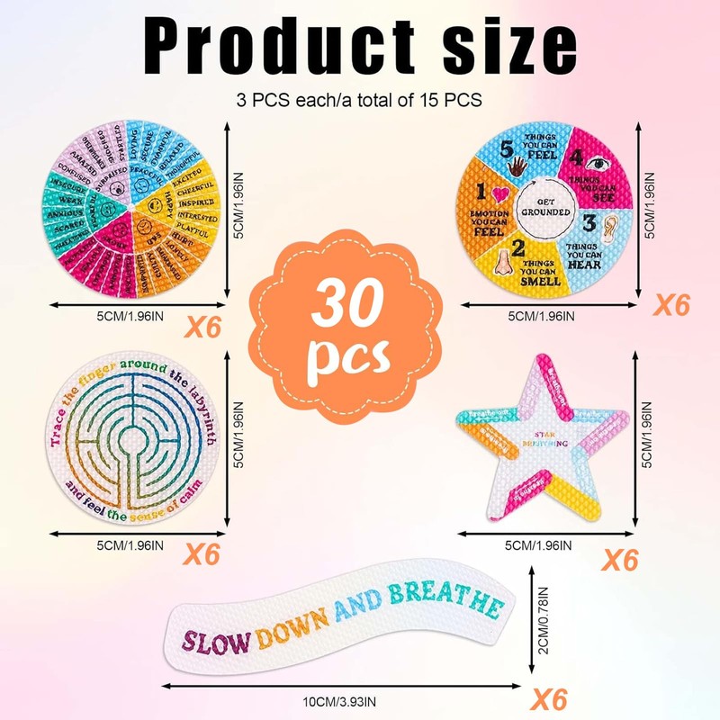 Eowppue 30 PCS Calm Strips - Textured Anxiety Stickers for