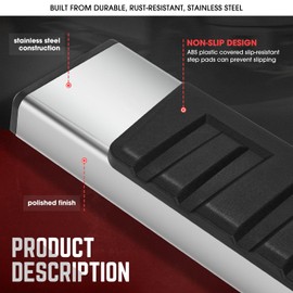 DNA MOTORING 6.75" Wide Side Step Flat Running Boards Side Step Bars Compatible with 19-25 Silverado Sierra 1500 20-25 Silverado 2500HD 3500HD Extended Cab, STEPB-A-0011