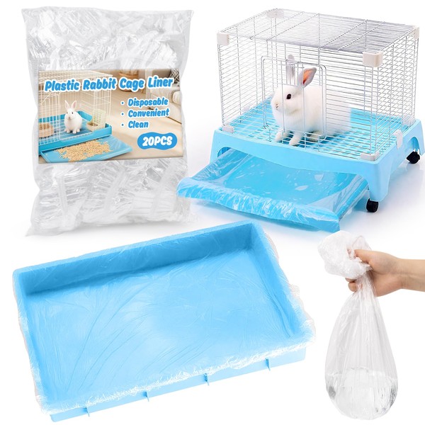RAINFLOW Clear Plastic Disposable Cage Liner - 20PCS Rabbit Litter