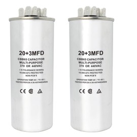 CBB65 Start Capacitor with Dual Run Function ±5% 440VAC Combination Capacitor for Air Conditioner Units, Fan Motor Start, Heat Pumps, Condensers in Straight Cool Systems (20 + 3 uf, 2)